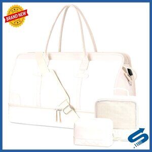 Large Travel Duffle Bag with Shoe Compartment USB Port Toiletry Bags Set